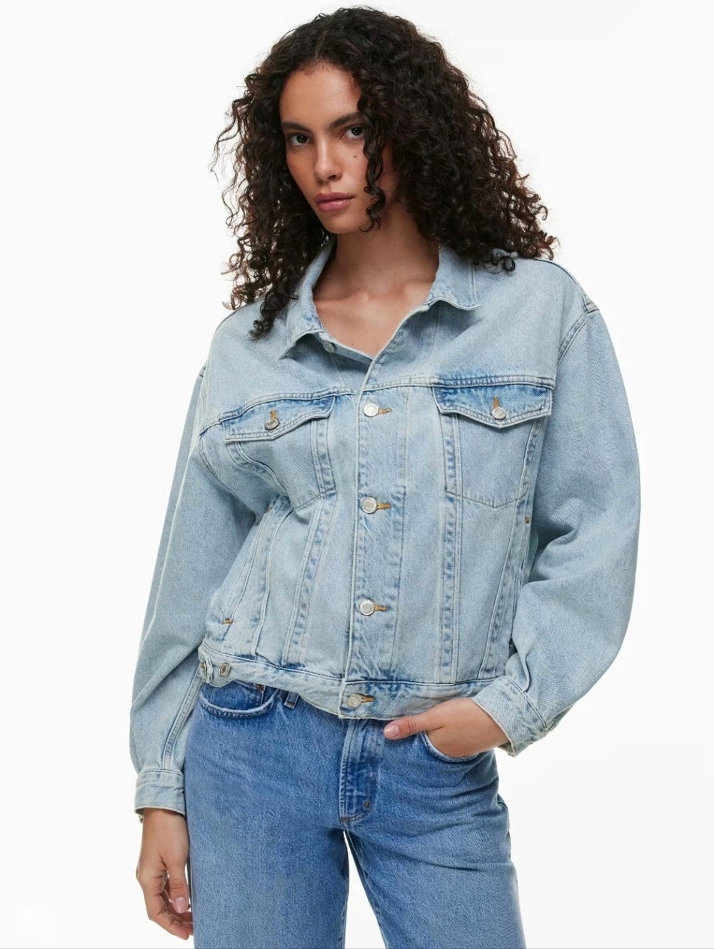 Agolde Charli Light Wash Denim Jacket Large